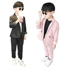 Children Summer New Pink Suit Set Boys Handsome Party Birthday Casual Costume Kids Blazer Pants 2PCS Clothing Sets 2024 - buy cheap
