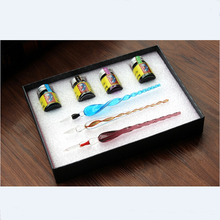 High Quality New Fashion Glass Dip Pen Set 3 Pens 4 Inks 1 Gift Box 2024 - buy cheap