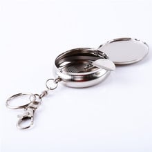 Creative New Portable Pocket Cigarette Ashtray Stainless Steel Round Cigarette Ashtray With Keychain Outdoor Travelling 2024 - buy cheap