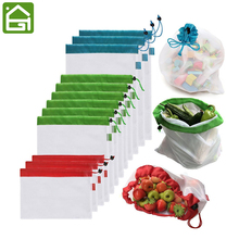 12 pcs Reusable Mesh Produce Bags Eco Friendly Grocery Shopping Storage Bags for Fruit Vegetables 2024 - buy cheap
