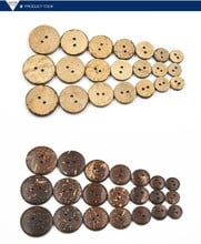 Botão de coco de madeira natural redondo com 2 buracos para costura artesanato 100 peças frete grátis 2024 - compre barato