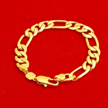 12 мм Ширина цепочка Фигаро желтое золото заполненный модный мужской браслет Ссылка 22 см длина 2024 - купить недорого