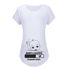 Camiseta estampa de maternidade manga curta, camiseta feminina grávida estampa de desenho animado 2024 - compre barato