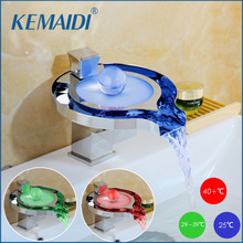 Kemaidi-torneira de latão cromado para banheiro, 3 cores, led, disparador de energia 2024 - compre barato