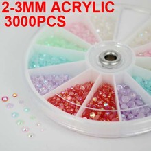 3000pcs Nail Art Sticker Acrylic Rhinestones Mixed 2 3mm In Milk Candy 6 Colors Wheel Glue On Beads DIY Crafts Decorations 2024 - buy cheap