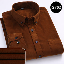 Autumn/winter Warm Quality 100%cotton Corduroy Long Sleeved Button Collar Smart Casual Shirts for Men Comfortable 2024 - buy cheap