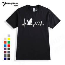 Cat Heartbeat Lifeline Letters Print Unisex Tshirt Top Quality 16 Colors Cotton Casual Funny T shirt Harajuku Hipster Tops Tees 2024 - buy cheap