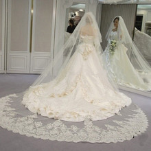 2018 Elegant 3*3 Meters White/Ivory Appliqued Mantilla Bridal Veil Wedding Veil Long With Comb Wedding Accessories EE4009 2024 - buy cheap