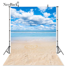 NeoBack-Fondo de vinilo de playa de arena, cielo azul, nube, mar, fotografía de estudio Tropical de verano para niños 2024 - compra barato