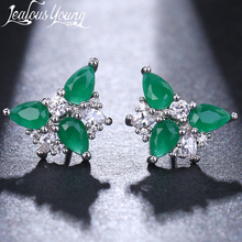 Fashion Small Green Maquise Zircon Stud Earrings for Women with Silver Color Luxury Party Wedding Ear Studs Earings Accessories 2024 - buy cheap