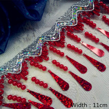 11cm Width Fringe Red Sequined ribbon lace trim ribbon braid accessories 2024 - buy cheap