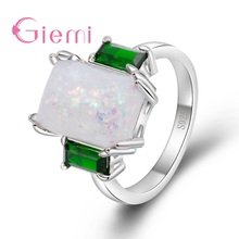 Anéis de dedo para mulheres, luxuosos, cristal austríaco completo/pedra verde, prata esterlina 925, joia para noivado 2024 - compre barato