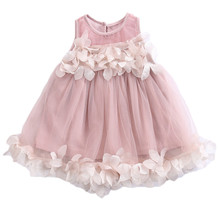 Kids Girls Princess Pink White Dresses Pageant Toddler Kids Baby Girl Sleeveless Flower Tulle Petal Party Ball Gown Dresses 2024 - buy cheap