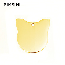 Simsimi Cat head pet tags name ID tag cat pendant stainless steel charms pendant both sides mirror polished wholesale 0pcs 2024 - buy cheap