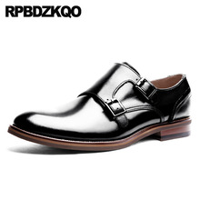 Pointed Toe European Black Double Monk Strap Dress Italy Metal Tip Italian Wedding Luxury Men Brown Genuine Leather Shoes Office 2024 - buy cheap