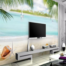 Papel pintado decorativo cielo azul nube blanca Playa Coco Mar vista 3D pared de fondo 2024 - compra barato