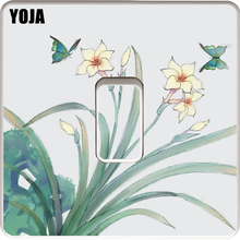 YOJA мультфильм милый белый цветок бабочка ПВХ Переключатель стикер детский дизайн декоративная наклейка для стен 15SS0082 2024 - купить недорого