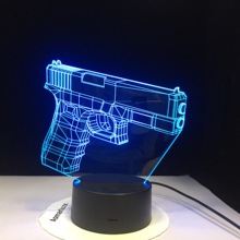 Ночной светильник светодиодный, 3D иллюзия USB сенсорный датчик RGBW детский подарок FPS игра оружие M4 AK 47 настольная лампа 2024 - купить недорого