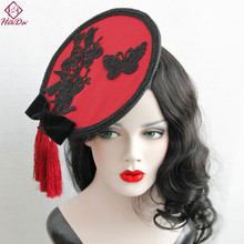 Heeda Charm Black Lace Bowknot Chinese Wind Red Cap Hairpin Vintage Graceful Unique Hair Accessories 2018 Hot-selling Bobby Pin 2024 - buy cheap