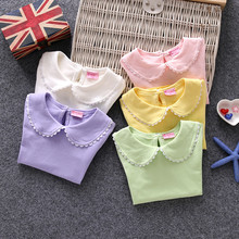 Baby girls t-shirts 2018 cotton short-sleeve female children summer tshirt peter pan collar sweet camisetas kids top tees AA3058 2024 - buy cheap