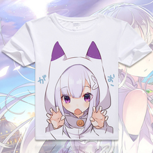Camiseta de Re:Zero kara Hajimeru Isekai Seikatsu para hombres y mujeres, disfraz de Anime, ropa de Cosplay, camisetas Emilia Rem 2024 - compra barato