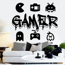 Calcomanía de pared de Gamer Eat Sleep Game Controller, calcomanías de pared personalizadas para dormitorio de niños, DecalsA11-004 de Arte de vinilo 2024 - compra barato