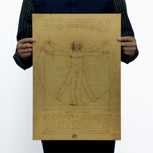 Винтажный постер из крафт-бумаги с изображением Леонардо да Винчи для дома, школы и офиса 2024 - купить недорого