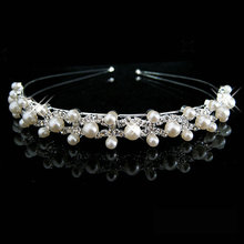 crystal rhinestone pearl bandage a silver color wedding party well tiara hair bands bridal hair accessories flower girl Hairwear 2024 - buy cheap