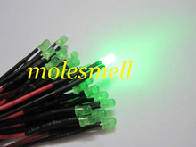 Free shipping 100pcs diffused green LED Lamp Light Set Pre-Wired 3mm 12V DC Wired 2024 - buy cheap