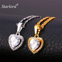 Colar com pingente de coração e cristal estrela, colar feminino de zircônia cúbica, cor dourada, p1155 2024 - compre barato