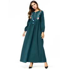 Elegant Embroidery Long Dress Muslim Abaya Chic Floral Long Robes Kimono Loose Ramadan Middle East Arab Islamic Clothing 2024 - buy cheap