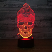 Lámpara LED 3D para fumar con forma de calavera y mono, luz de noche de Color cambiante, farol multicolor, holograma acrílico, ilusión de escritorio 2024 - compra barato
