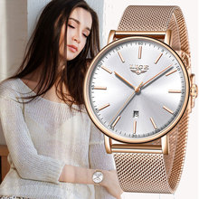 LIGE женские часы лучший бренд класса люкс водонепроницаемые Модные женские часы из нержавеющей стали ультратонкие повседневные наручные кварцевые часы 2024 - купить недорого