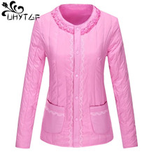 Uhytgf jaqueta feminina de algodão quente, ultraleve macia para outono e inverno para mulheres, casaco curto casual com manga comprida 638 2024 - compre barato
