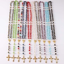 NEW Catholic Saint Virgin Mary Rosary Sparkling Mystery Crystal Beads Necklace   Jesus Crucifix Cross Pendant 2024 - buy cheap