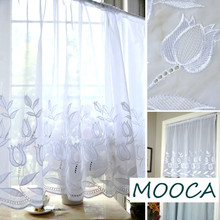 White Embroidered  Tulip short curtain for kitchen door curtain decorative 2024 - buy cheap