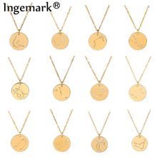 Ingemark 12 Zodiac Constellations Pendant Choker Necklace Birthday Gift Unique Crystal Leo Libra Women Long Chain Necklace 2024 - buy cheap