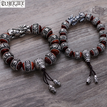 990 Silver Tibetan Mala Bracelet Buddhist OM Mantra Beads Bracelet Wealth Pixiu Good Luck Bracelet Sandalwood Real Silver 2024 - buy cheap