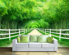 Обои для гостиной по индивидуальному заказу высокого класса, атмосферный свежий бамбуковый лес 3D ТВ спальня фон виниловая стена 2024 - купить недорого