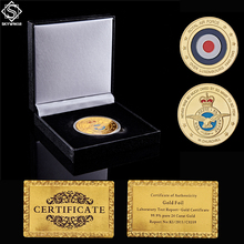 Moeda redonda comemorativa militar do desafio do ouro da força aérea real de luxemburgo com caixa decorativa 2024 - compre barato