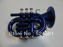 Beautiful Bb Pocket Trumpet With Mouthpiece Brass Tube Blue Nickel Plated Trumpet Brand Instrument For Students 123mm 2024 - buy cheap