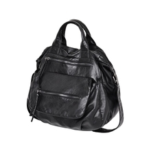 women novelty black washed pu leather handbag female causal large capacity one shoulder satchel soft crossbody bag 2024 - buy cheap