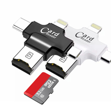 Картридер 4 в 1 Type-c/Lightning/Micro USB/USB 2,0 для Android Ipad/iphone 7 OTG, Поддержка FAT32 exFAT 2024 - купить недорого