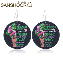 SANSHOOR, pendientes de gota de madera de mujer, diadema étnica afroscentric, joyería de oreja inspiradora para mujeres negras, regalos, 1 par 2024 - compra barato