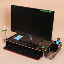 Monitor de madeira suporte riser computador organizador de mesa com teclado mouse slots de armazenamento para material de escritório professores armazenamento em casa 2024 - compre barato