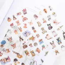 6 Sheets /Pack Cute Cats Family Adhesive Stickers Decorative Album Diary Stick Label Hand Account Decor Stationery 2024 - купить недорого