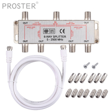 Proster-Divisor de Cable coaxial de 6 vías, conector de receptor de satélite, MoCA 5-2500MHz, 1 en 3 salidas, banda ancha aérea de TV, MoCA 5-2500MHz 2024 - compra barato