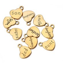 20pcs mixed Antique Gold Heart Charms family Grandpa Grandma Daughter Son Mom,Dad Brother Sister Letter Charms F2038 2024 - buy cheap