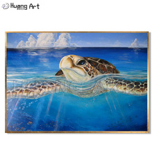 Living Room Modern Decoration Seascape Hand Painted High Quality Modern Animal Sea Turtle Oil Painting On Canvas For Wall Decor 2024 - buy cheap