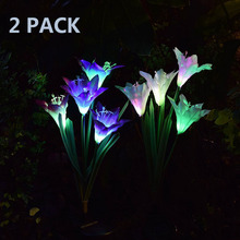 Paquete de 2 luces de estaca de luz Solar para jardín al aire libre, lámpara de césped con cambio multicolor de 8 flores de lirio, luz LED Solar para Patio 2024 - compra barato